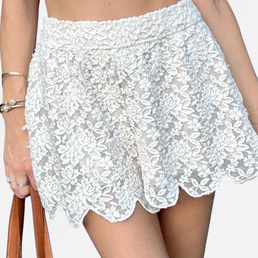 Free People Cream Lace Shorts